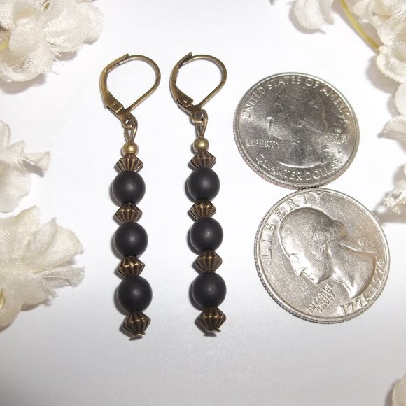 Bohemian Style Beaded Earrings Black Bronze 6396 - Picture 2 of 8